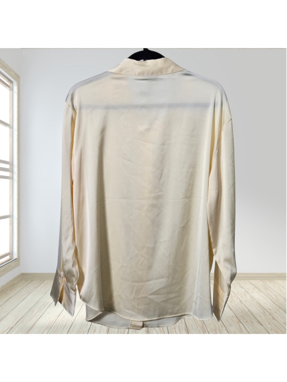 Cupcakes and Cashmere Blouse XL Butter Yellow Satin Button Down Shirt NWT - Picture 2 of 4